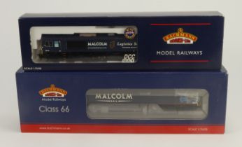 Bachmann. Two boxed Bachmann OO gauge locomotives, comprising Class 66 Diesel 66405 Malcolm