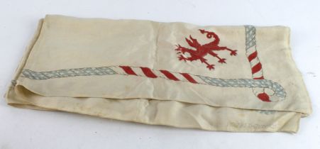 Boxing interest – large silk scarf ‘Cymru Am Byth, Fred Welsh, Pontypridd versus Johnny Summers,