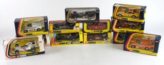 Corgi Toys. Twelve boxed Corgi models (incl. Whizzwheels), including Surttes T.S. 9 F/1 Racing