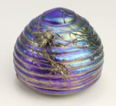 John Ditchfield Glasform beehive with bee paperweight, makers label to base and etched 'J.