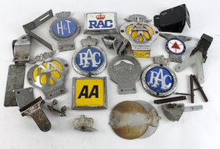 Car Badges. A group of nine car badges, including British Motorcycle Association, AA (East