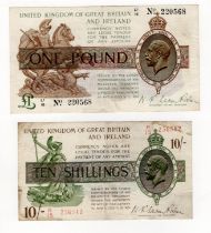 Warren Fisher (2), 10 Shillings issued 1922 serial R/15 256512 (T30, Pick358) pinholes, dirt on