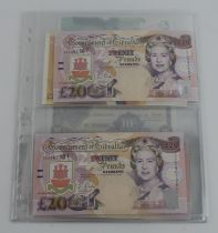 Gibraltar (11), 20 Pounds dated 1st December 2006, 20 Pounds dated 4th August 2004 (2), 20 Pounds