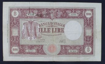 Italy 1000 Lire dated 14th April 1948, scarcer later date, serial W 3948 087550 (TBB B443b, Pick81a)