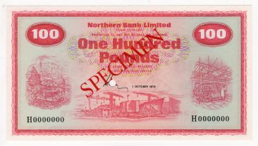 Northern Ireland, Northern Bank Limited 100 Pounds dated 1st October 1978, SPECIMEN note signed