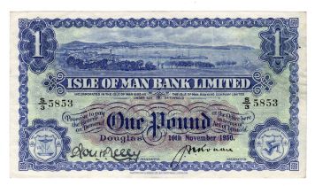 Isle of Man 1 Pound dated 10th November 1950, signed Ronan & Kelly, serial S/3 5853 (IMPM M281,