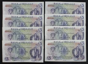 Northern Ireland, Bank of Ireland 5 Pounds (8) issued 1980's (1985), signed D.J. Harrison, in a