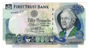 Northern Ireland, First Trust Bank 50 Pounds dated 1st January 1998, signed D.J. Licence, first