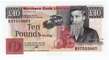 Northern Ireland, Northern Bank Limited 10 Pounds dated 30th August 1996, signed J.R. Wright, serial