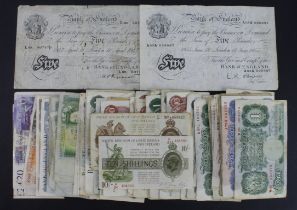 Bank of England & Treasury (74), a collection of lower grade and damaged notes comprising Peppiatt