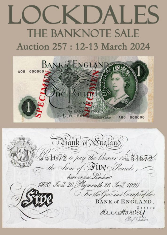 Lockdales, The Banknote Sale. Auction #257