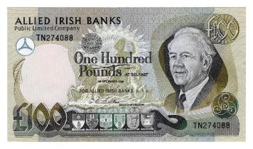 Northern Ireland, Allied Irish Banks Limited 100 Pounds dated 1st December 1988, serial TN 274088 (