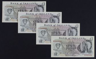 Northern Ireland, Bank of Ireland 1 Pound (4) issued 1980's (1983), a consecutively numbered run