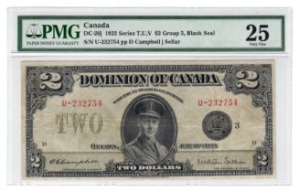 Canada, Dominion of Canada 2 Dollars dated 23rd June 1923, signed Campbell & Sellar, portrait Edward