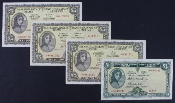 Ireland Republic (4), a group of Lady Lavery portrait notes comprising 5 Pounds (3) dated 1972 and