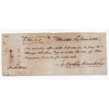 Promissory note number 8489 for £100 payable to Ebeneezer Ludlow, signed Mr. Frankis dated 21st June