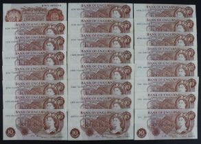 Bank of England 10 Shillings (24), O'Brien Brittannia note (1), Portrait notes signed O'Brien (3),
