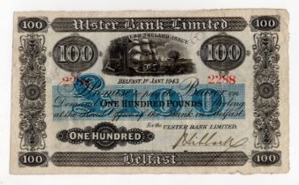 Northern Ireland, Ulster Bank Limited 100 Pounds dated 1st January 1943, handsigned James Niblock,