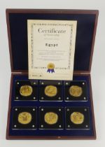 Chad (République du Tchad) a set of 6x 3000 Francs CFA gold leaf roundels 'Egypt', cased with cert