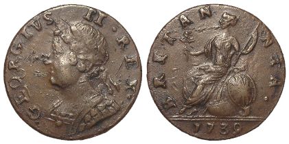 Contemporary Forgery George II Halfpenny 1739, of interesting quaint style, VF for type, some