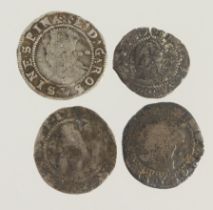 Elizabeth I silver minors (4): 3x Halfgroats and a Penny, Fair-Fine.