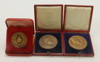 British Commemorative Medals (3) bronze: 2x Edward VII Coronation 1902 official large bronzes EF