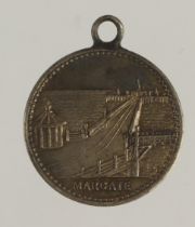British Souvenir Medalet, unmarked silver d.17mm, 1.76g: Margate, c.19thC, with initials EJ on rev.,