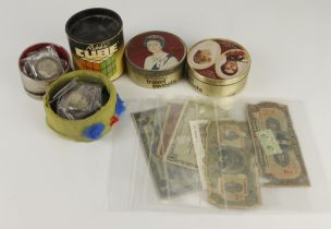 GB & World coins and banknotes assortment, silver noted.