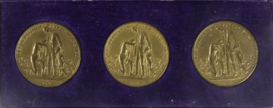 German commemorative medals (3) bronze d.32mm: A set of The Suffering of the German Nation, post-WWI