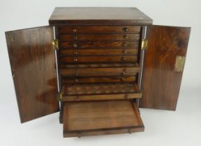 Coin Cabinet: Antique mahogany 12-tray collector's cabinet for coins and medallions, 43cm tall, 35.