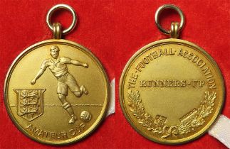 British Sporting Medal: F.A. Amateur Cup (football) Runners Up Medal, hallmarked 9ct gold 14.18g, in