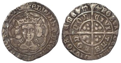 Edward IV Light Coinage silver Groat of London, mm. crown (74), quatrefoils by neck, S.2000, 2.