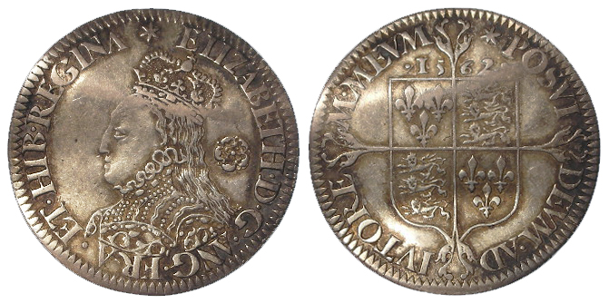 Elizabeth I milled silver Sixpence 1562 mm. star, large broad bust, S.2596, 2.94g. Slightly bent