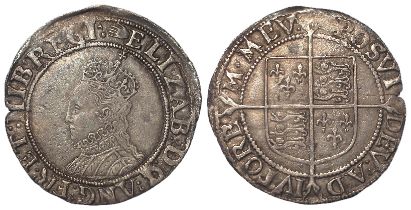 Elizabeth I hammered silver Shilling mm. hand (1590-2), S.2577, 5.57g, toned VF, light porosity,