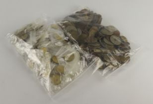 Exonumia: A bag of market checks and similar, and a bag of imitation Spade Guinea and Half Guinea