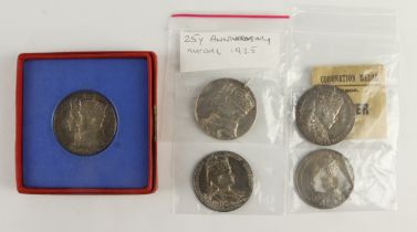 British Commemorative Medals (5) official Royal Mint small silver issues: Coronation 1902 x2 EF with