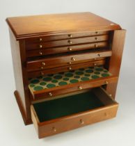 Coin Cabinet: A large, high quality mahogany coin cabinet with 8 trays of varying spaces, plus 2