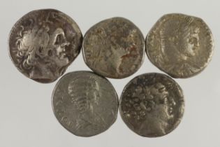 Ancient Greek & Roman silver & billon Tetradrachms (5): A slightly damaged Ptolemy I of Egypt with