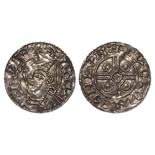 Anglo-Saxon: Cnut silver Penny, Pointed Helmet type, London mint, moneyer Wulfwine: PVLFPINF ON LVN.