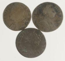 Contemporary Forgery / Evasion Halfpennies (3): 1748, 1773, and 1774.