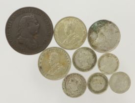 Ceylon (Sri Lanka) (9) British Empire coinage, mostly silver, 19th-20thC, mixed grade.