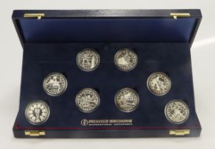 France, Monnaie de Paris: World Cup 1998 set of 8x silver proof 10 Francs aFDC (some toning) cased