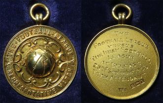 British / Irish Sporting Medal: Football League Representative Match silver-gilt medal. Front with