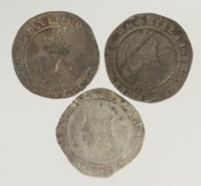 Elizabeth I hammered silver Sixpences (3): 1575 mm. eglantine, S.2563, 2.77g, straightened Fine;