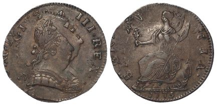 Error Coin: Impressively double-struck George III Halfpenny 1775 (contemporary forgery/evasion 7.