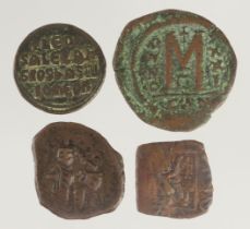 Byzantium and Scythian Kingdom (4) bronze coins, 57BC-912 AD, noted Leo VI & Alexander Follis Sear