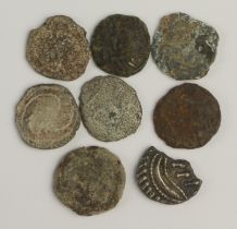 Anglo-Saxon Sceats (8) either low grade, base core contemporary forgeries or damaged.