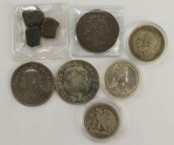 GB & World Coins (9) various including a Crown 1819 LIX, toned nVF, and other silver.