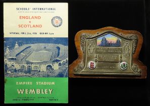 British Sporting Plaque: Football E.S.F.A. Plaque engraved 'ENGLISH SCHOOLS FOOTBALL ASSOCIATION,