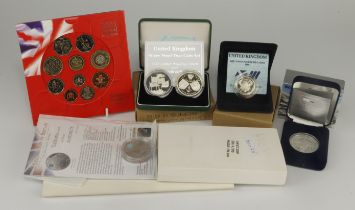 GB & Commonwealth silver proofs and commem. coins (10 plus a Concorde medal) and a 2003 BU set.
